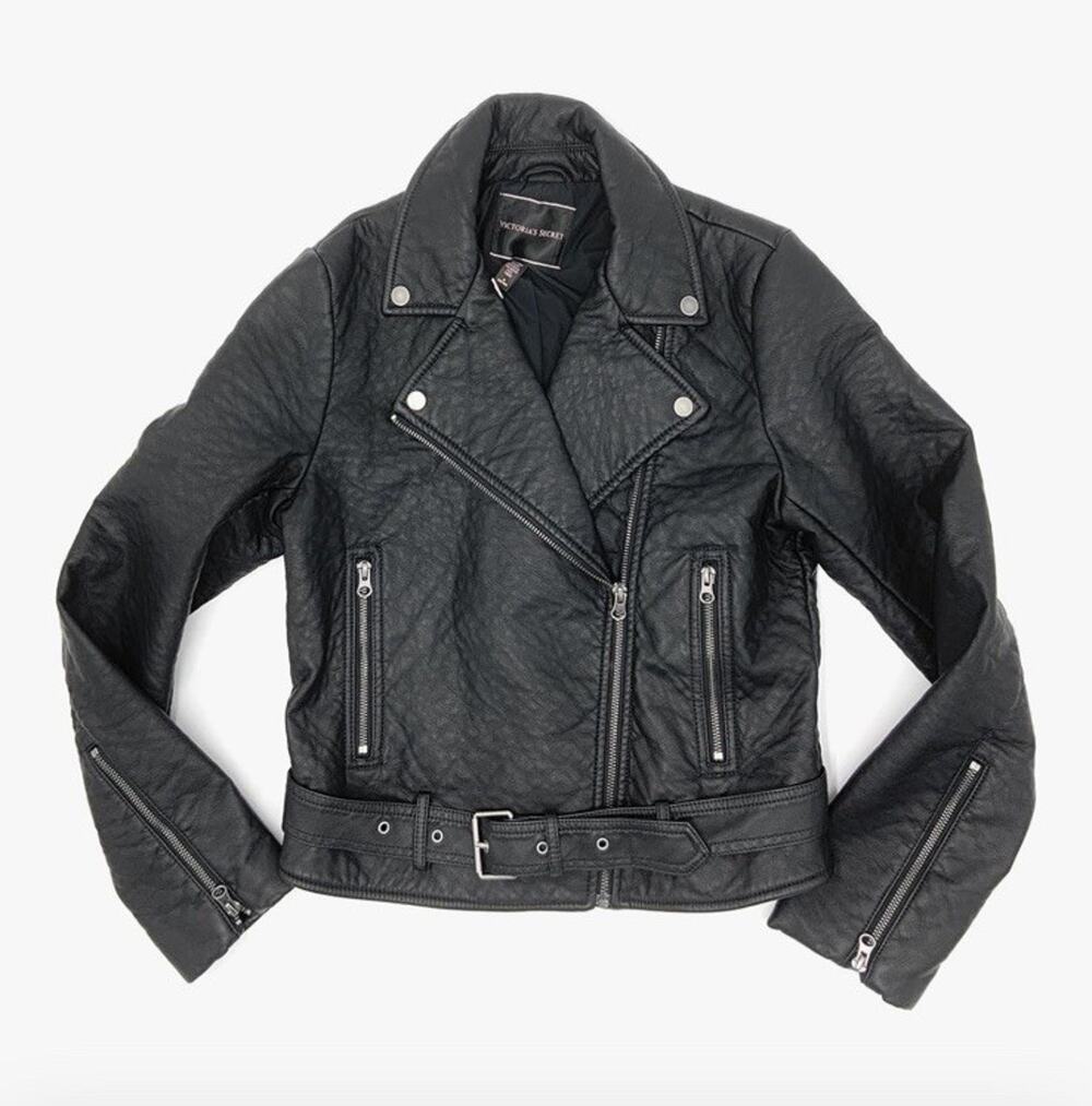 Victoria’s Secret Faux Leather Pebbled Motorcycle Moto Jacket Black